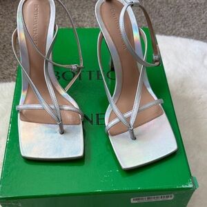 Bottega Veneta Silver Strappy Heels